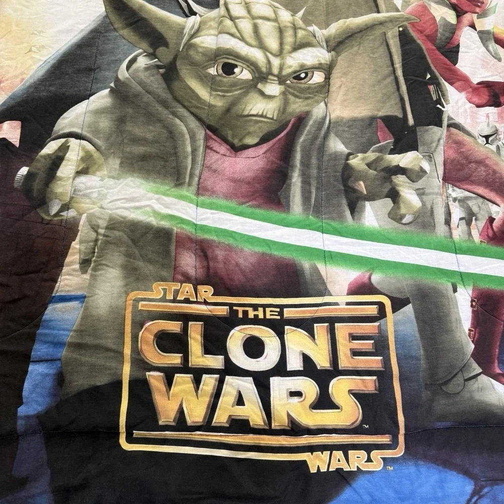 Star Wars Clone Wars Full Size Comforter Blanket Double Sided Yoda Ahsoka Anakin